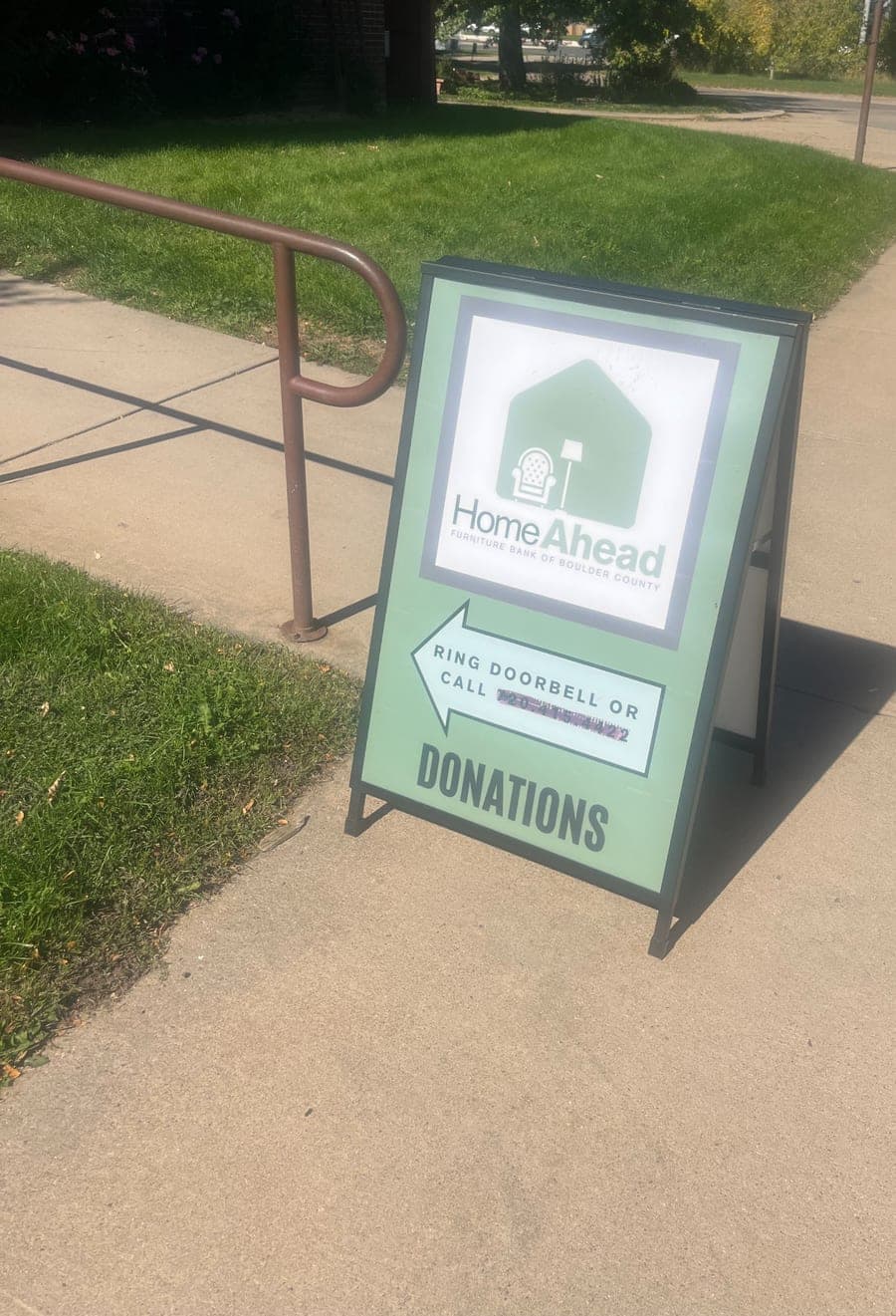 HomeAhead's DONATIONS sidewalk sign